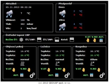 Řízení systému vytápění rodinného domu u Kroměříže