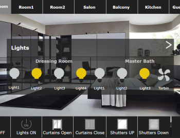 Control of lighting, blinds and curtains in a luxury apartment